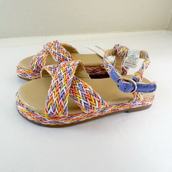 Janie and Jack Girls Braided Espadrille Sandals SIZE 7 Bali Sunset Rainbow NWT - Picture 3 of 9